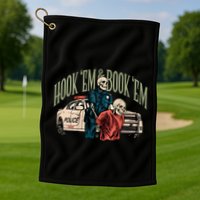 Hook Em And Book Em Golf Towel