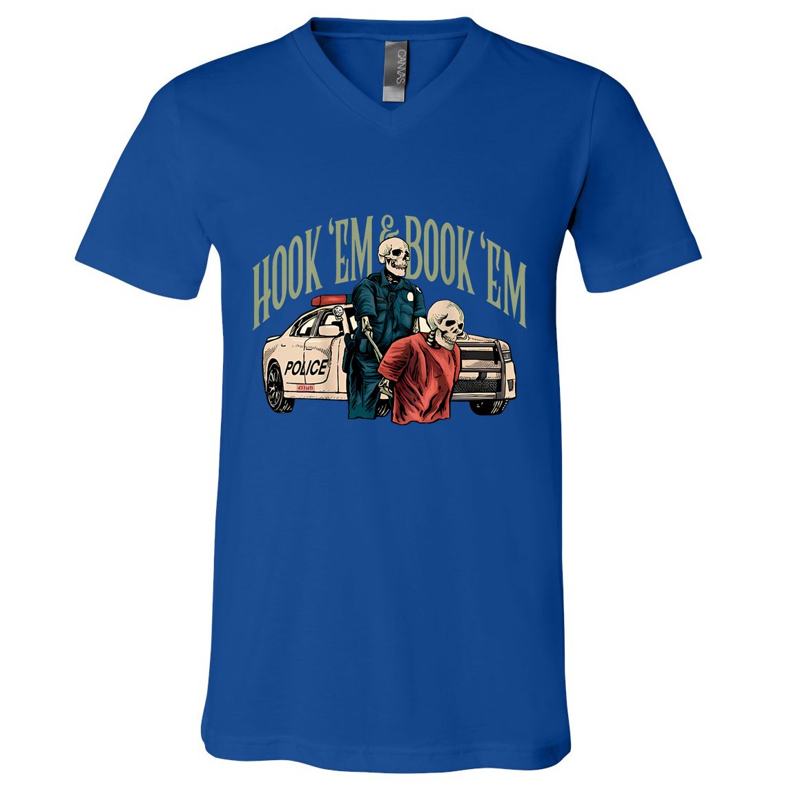 Hook Em And Book Em V-Neck T-Shirt
