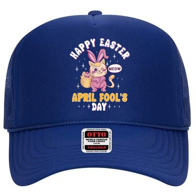 Happy Easter April Fools Day Prank Jokester Holiday Gift High Crown Mesh Back Trucker Hat