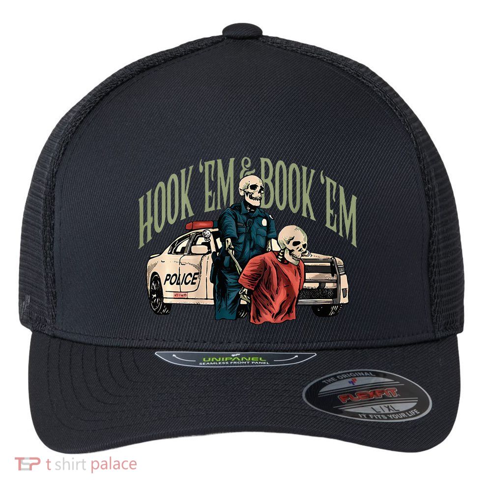 Hook Em And Book Em Flexfit Unipanel Trucker Cap
