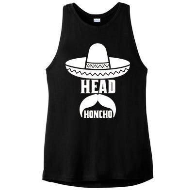 Head Honcho Sombrero Moustache Funny Cinco De Mayo Ladies PosiCharge Tri-Blend Wicking Tank