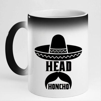 Head Honcho Sombrero Moustache Funny Cinco De Mayo 11oz Black Color Changing Mug