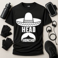 Head Honcho Sombrero Moustache Funny Cinco De Mayo Cooling Performance Crew T-Shirt