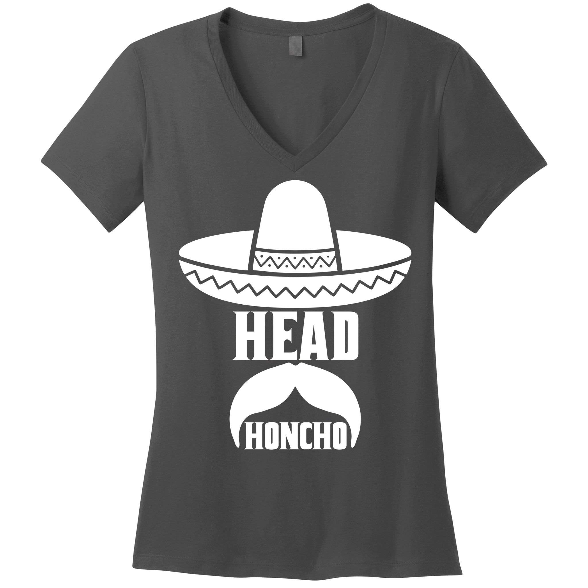 Head Honcho Sombrero Moustache Funny Cinco De Mayo Women's V-Neck T-Shirt