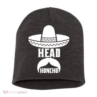 Head Honcho Sombrero Moustache Funny Cinco De Mayo Short Acrylic Beanie