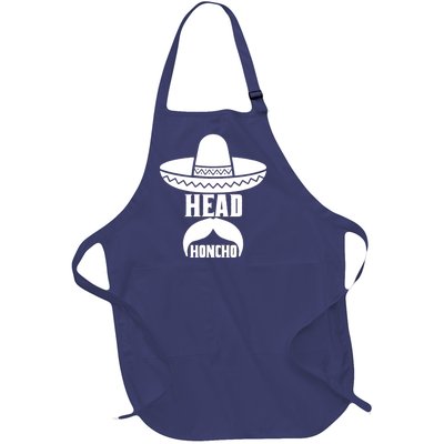 Head Honcho Sombrero Moustache Funny Cinco De Mayo Full-Length Apron With Pockets