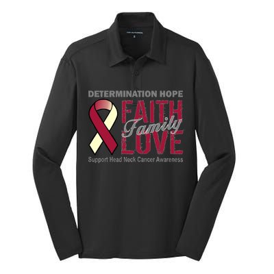 Head Neck Cancer Awareness Silk Touch Performance Long Sleeve Polo