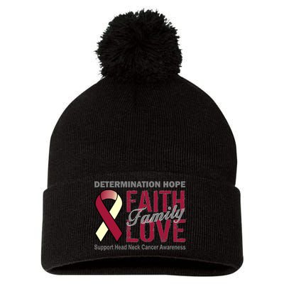 Head Neck Cancer Awareness Pom Pom 12in Knit Beanie