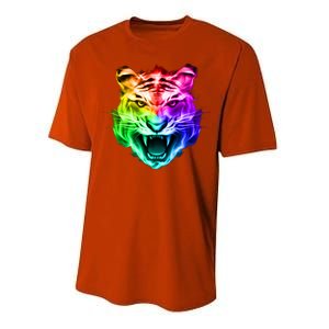 Head of Tiger Blazing in Spectrum Fire Performance Sprint T-Shirt