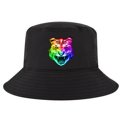 Head of Tiger Blazing in Spectrum Fire Cool Comfort Performance Bucket Hat