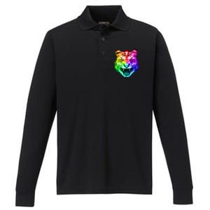 Head of Tiger Blazing in Spectrum Fire Performance Long Sleeve Polo