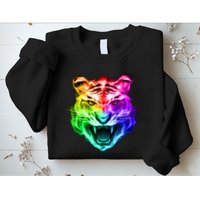 Head of Tiger Blazing in Spectrum Fire Sweatshirt