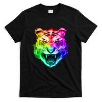 Head of Tiger Blazing in Spectrum Fire T-Shirt