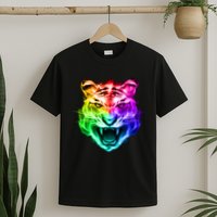 Head of Tiger Blazing in Spectrum Fire T-Shirt