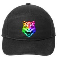 Head of Tiger Blazing in Spectrum Fire 7-Panel Snapback Hat