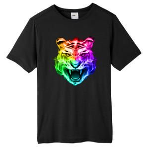 Head of Tiger Blazing in Spectrum Fire Tall Fusion ChromaSoft Performance T-Shirt