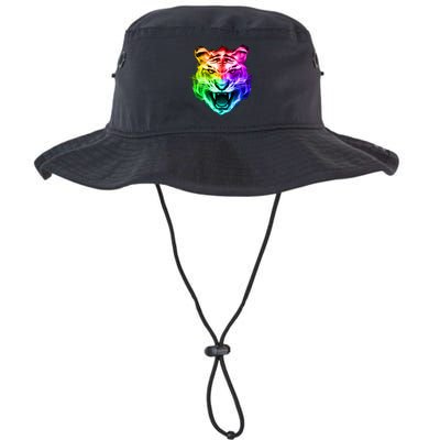 Head of Tiger Blazing in Spectrum Fire Bucket Hat