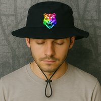 Head of Tiger Blazing in Spectrum Fire Bucket Hat