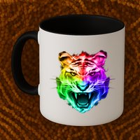 Head of Tiger Blazing in Spectrum Fire Mug