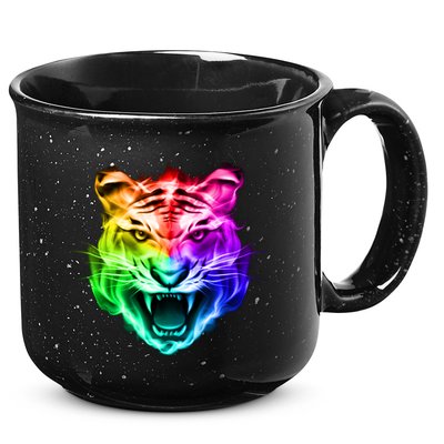 Head of Tiger Blazing in Spectrum Fire 15oz Campfire Ceramic Mug