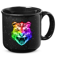Head of Tiger Blazing in Spectrum Fire 15oz Campfire Ceramic Mug
