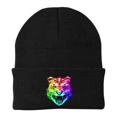 Head of Tiger Blazing in Spectrum Fire Beanie