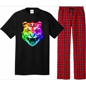 Head of Tiger Blazing in Spectrum Fire Pajama Set