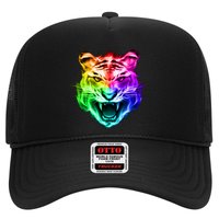 Head of Tiger Blazing in Spectrum Fire Hat