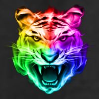 Head of Tiger Blazing in Spectrum Fire Hat