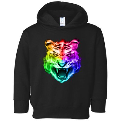 Head of Tiger Blazing in Spectrum Fire Toddler Hoodie