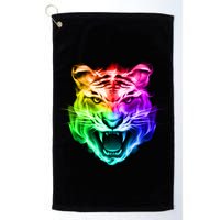 Head of Tiger Blazing in Spectrum Fire Golf Towel