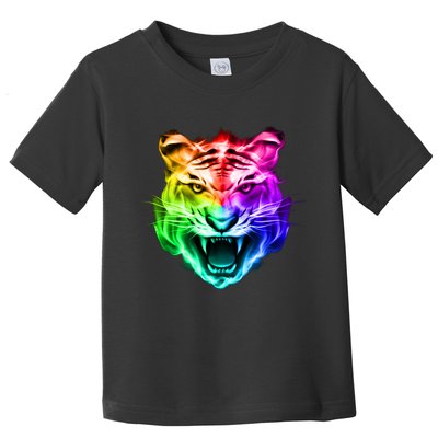 Head of Tiger Blazing in Spectrum Fire Toddler T-Shirt