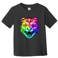 Head of Tiger Blazing in Spectrum Fire Toddler T-Shirt