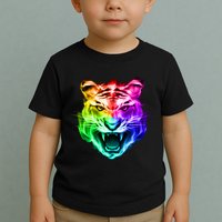 Head of Tiger Blazing in Spectrum Fire Toddler T-Shirt