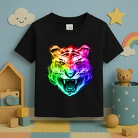 Head of Tiger Blazing in Spectrum Fire Toddler T-Shirt