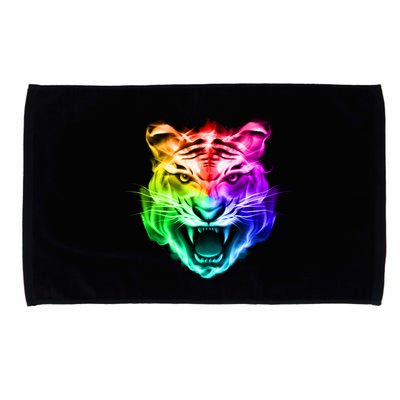 Head of Tiger Blazing in Spectrum Fire Microfiber Hand Towel