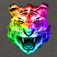 Head of Tiger Blazing in Spectrum Fire Cotton Canvas Backpack