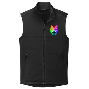 Head of Tiger Blazing in Spectrum Fire Collective Smooth Fleece Vest