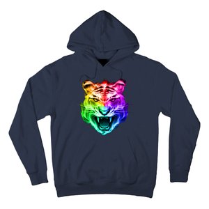 Head of Tiger Blazing in Spectrum Fire Hoodie