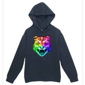 Head of Tiger Blazing in Spectrum Fire Urban Pullover Hoodie