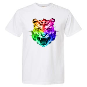 Head of Tiger Blazing in Spectrum Fire Garment-Dyed Heavyweight T-Shirt