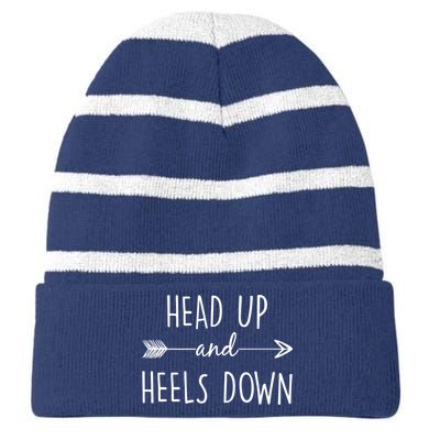 Head Up And Heels Down Striped Beanie with Solid Band