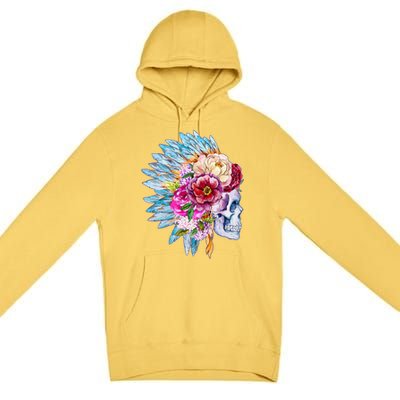 Headdress Floral Skull Premium Pullover Hoodie