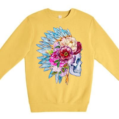 Headdress Floral Skull Premium Crewneck Sweatshirt