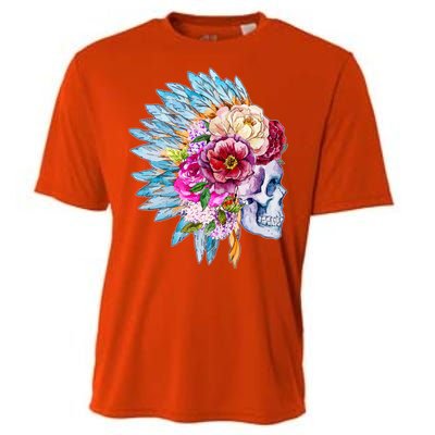 Headdress Floral Skull Cooling Performance Crew T-Shirt