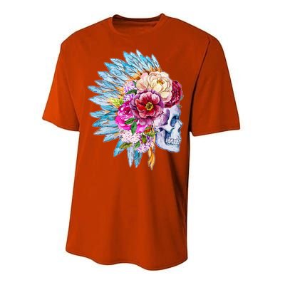 Headdress Floral Skull Performance Sprint T-Shirt