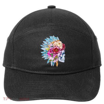 Headdress Floral Skull 7-Panel Snapback Hat