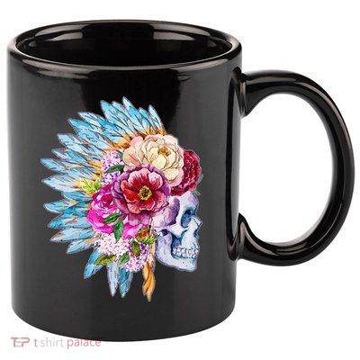Headdress Floral Skull 11oz C Handle Ceramic Mug