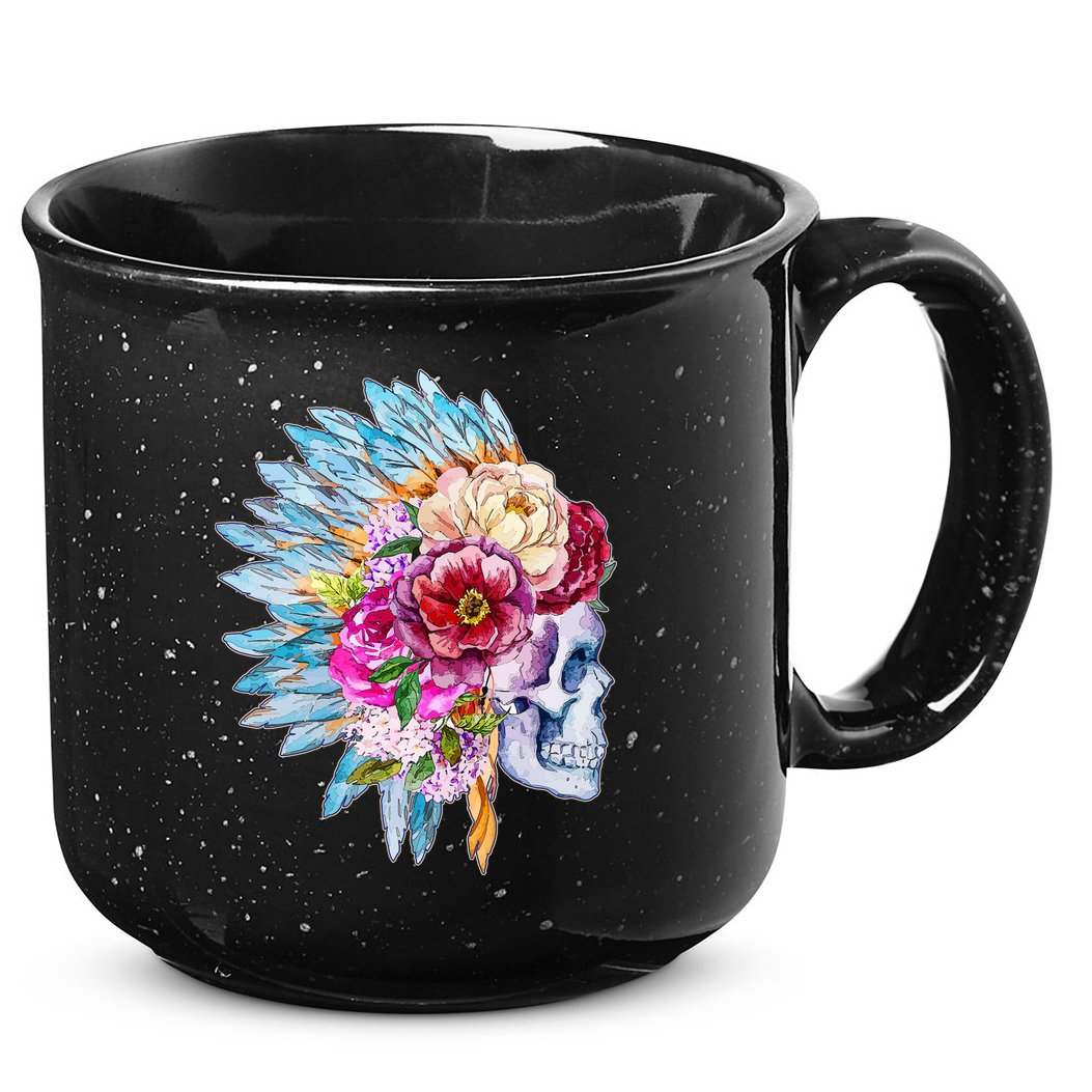 Headdress Floral Skull 15oz Campfire Ceramic Mug