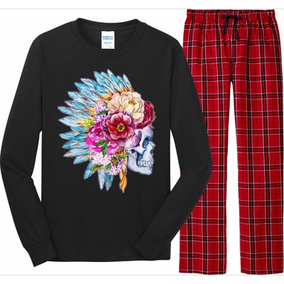 Headdress Floral Skull Long Sleeve Pajama Set